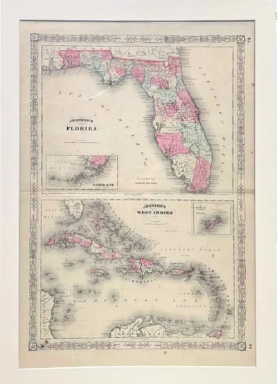  Johnson and Ward 1865 Johnsons Florida and Johnsons West Indies Map by Johnson and Ward