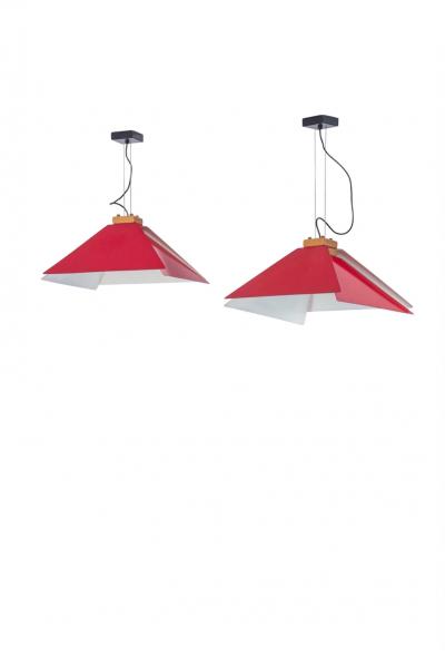  Jonathan De Pas Donato D Urbino Paolo Lomazzi Pair Of Ceiling Pendants Kazuko 