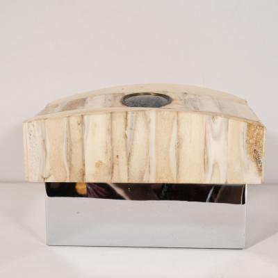  Jonson Marcius Mid Century Modern Tessellated Antler Chrome Granite Box by Jonson Marcius