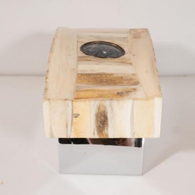  Jonson Marcius Mid Century Modern Tessellated Antler Chrome Granite Box by Jonson Marcius