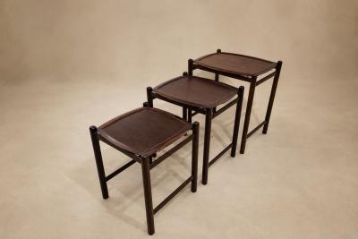  Jorge Jabour Brazilian Modern Nesting Tray Tables in Rosewood by Jorge Jabour