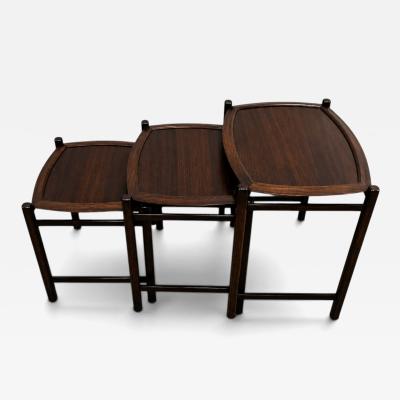  Jorge Jabour Brazilian Modern Nesting Tray Tables in Rosewood by Jorge Jabour