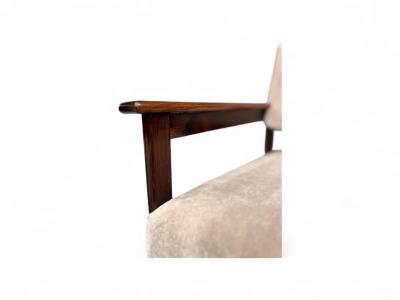  Jorge Jabour Pair of Armchairs in Rosewood Cream Mohair Jorge Jabour Mauad 1960s