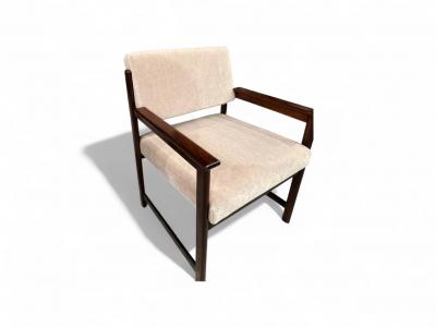  Jorge Jabour Pair of Armchairs in Rosewood Cream Mohair Jorge Jabour Mauad 1960s