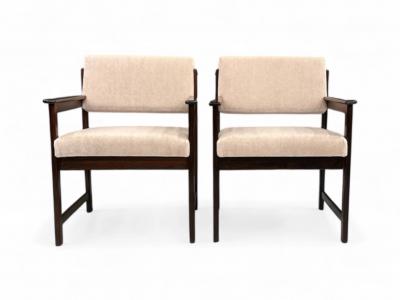  Jorge Jabour Pair of Armchairs in Rosewood Cream Mohair Jorge Jabour Mauad 1960s