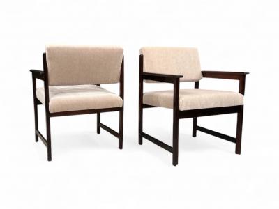  Jorge Jabour Pair of Armchairs in Rosewood Cream Mohair Jorge Jabour Mauad 1960s