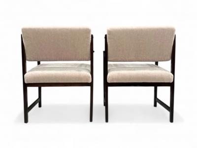  Jorge Jabour Pair of Armchairs in Rosewood Cream Mohair Jorge Jabour Mauad 1960s