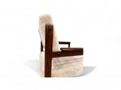  Jorge Jabour Pair of Armchairs in Rosewood Cream Mohair Jorge Jabour Mauad 1960s