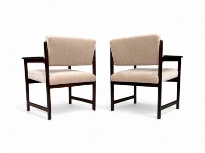  Jorge Jabour Pair of Armchairs in Rosewood Cream Mohair Jorge Jabour Mauad 1960s