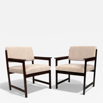  Jorge Jabour Pair of Armchairs in Rosewood Cream Mohair Jorge Jabour Mauad 1960s