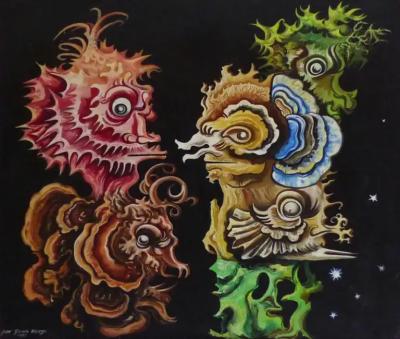  Jos Garc a Narezo 1968 Jos Garc a Narezo Seahorses Oil Painting Mexican