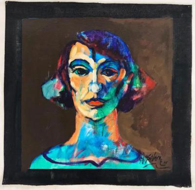  Jose Maria Ansalone Jose Mario Ansalone Abstract Portrait Painting on Canvas Unstretched