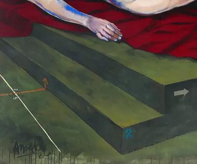  Jose Maria Ansalone Monumental Jose Mario Ansalone Lovers Oil Painting on Canvas Argentine Artist