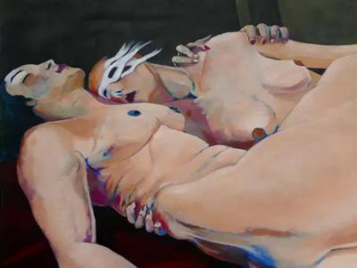  Jose Maria Ansalone Monumental Jose Mario Ansalone Lovers Oil Painting on Canvas Argentine Artist