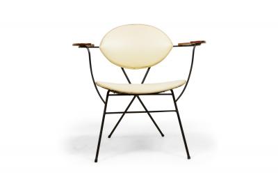  Joseph Cicchelli Joseph Cicchelli AmericanWrought Iron and Beige Vinyl Lounge Chairs