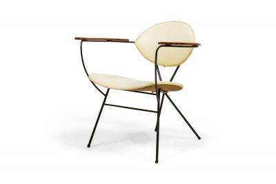  Joseph Cicchelli Joseph Cicchelli AmericanWrought Iron and Beige Vinyl Lounge Chairs