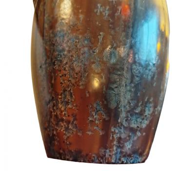  Joseph Mougin Nancy Large Art Deco Stoneware Vase by Mougin Nancy Bronze Flamb Crystalline Glaze