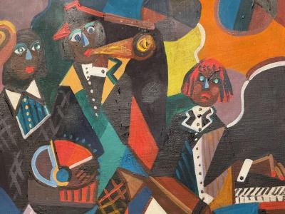  Jozef Popczyk Jozef Popczyk Cubist Art Deco Jazz Painting Paris Nightlife Scene 