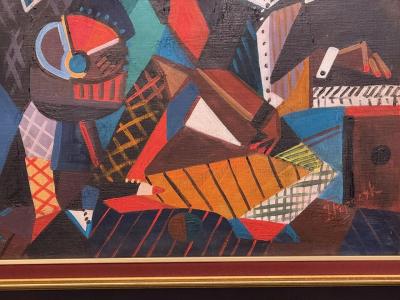  Jozef Popczyk Jozef Popczyk Cubist Art Deco Jazz Painting Paris Nightlife Scene 