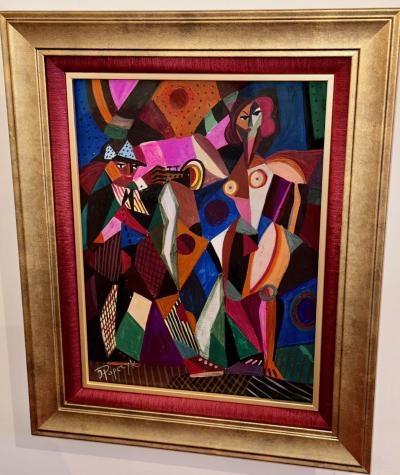  Jozef Popczyk Jozef Popczyk Cubist Art Deco Painting Music Duo