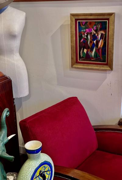  Jozef Popczyk Jozef Popczyk Cubist Art Deco Painting Music Duo