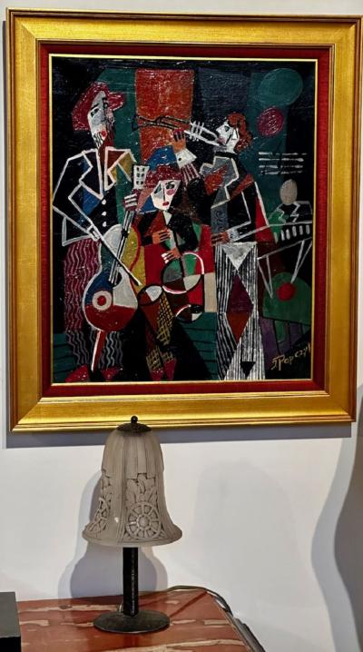  Jozef Popczyk Jozef Popczyk Cubist Art Deco Painting Music Group