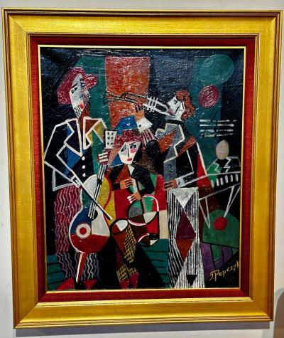  Jozef Popczyk Jozef Popczyk Cubist Art Deco Painting Music Group