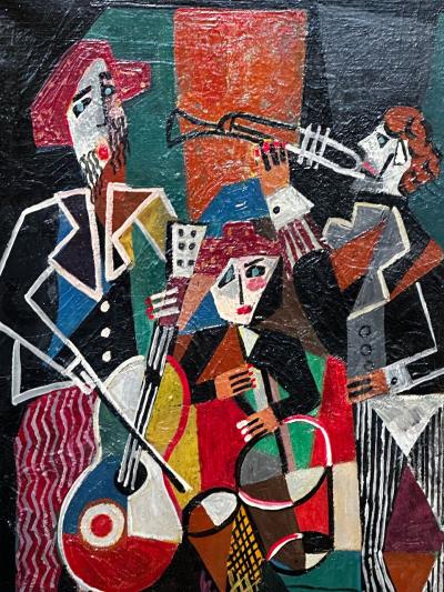  Jozef Popczyk Jozef Popczyk Cubist Art Deco Painting Music Group