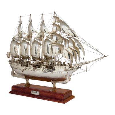 Juan Sebasti n Elcano Very large Spanish silver nef