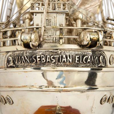 Juan Sebasti n Elcano Very large Spanish silver nef