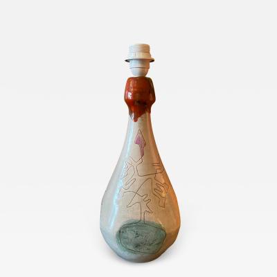  Juliette Derel Jean Rivier Ceramic lamp by Juliette Derel and Jean Rivier Vallauris France 1950s