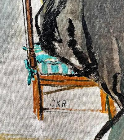  Juliette Kida Renault Classic 1950s Husband and Wife and Gagged Parrot Esquire Magazine Illustration