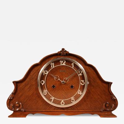  Junghans Uhren GmbH Art Deco Oak Junghans Mantel Clock Circa 1940 50