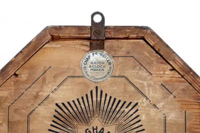  Junghans Uhren GmbH Art Deco Period Walnut Octagonal Shaped Wall Clock by Junghans circa 1920