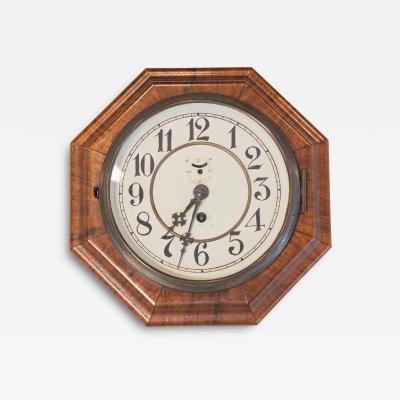  Junghans Uhren GmbH Art Deco Period Walnut Octagonal Shaped Wall Clock by Junghans circa 1920