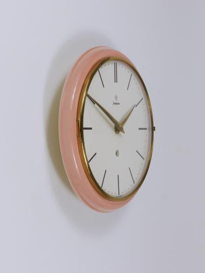  Junghans Uhren GmbH Junghans Large Pink Max Bill Style Midcentury Wall Clock Germany 1950s