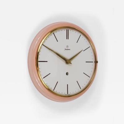  Junghans Uhren GmbH Junghans Large Pink Max Bill Style Midcentury Wall Clock Germany 1950s