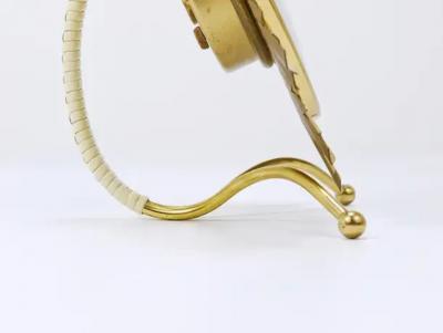  Junghans Uhren GmbH Junghans Mid Century Golden Sunburst Brass Table Desk Clock Germany 1950s