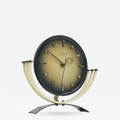  Junghans Uhren GmbH Junghans Mid Century Table Clock in Metal and Brass 1950s