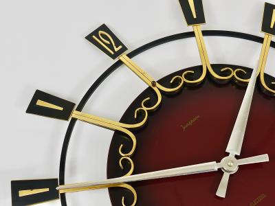  Junghans Uhren GmbH Large Mid Century Junghans Sunburst Brutalist Brass Wall Clock Germany 1950s
