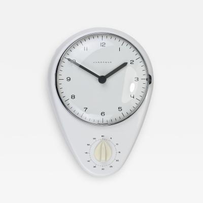  Junghans Uhren GmbH Max Bill White Wall Clock Timer Mid Century Modern Junghans Germany 1950s