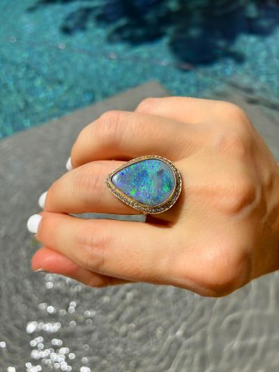  Just Jules Australian Boulder Opal Diamond Yellow Gold One of a Kind Ring Just Jules 2025