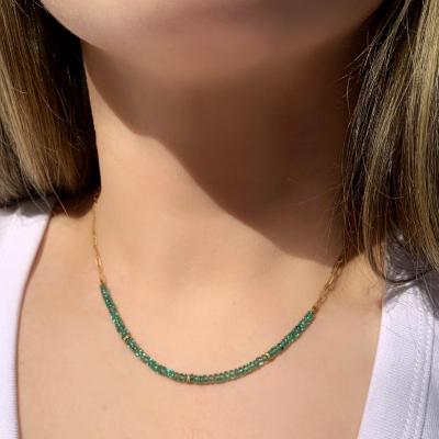  Just Jules Emerald Diamond Station Yellow Gold One of a Kind Necklace Just Jules 2024