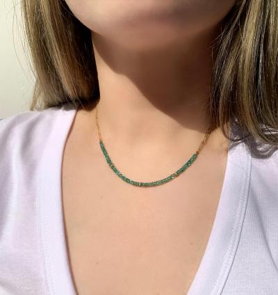  Just Jules Emerald Diamond Station Yellow Gold One of a Kind Necklace Just Jules 2024