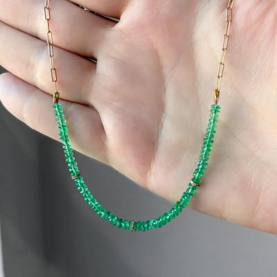  Just Jules Emerald Diamond Station Yellow Gold One of a Kind Necklace Just Jules 2024