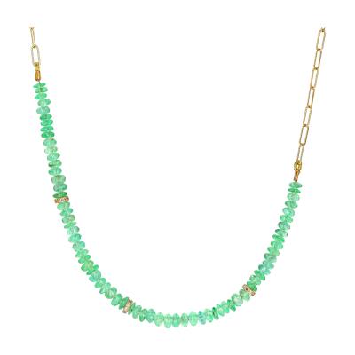  Just Jules Emerald Diamond Station Yellow Gold One of a Kind Necklace Just Jules 2024