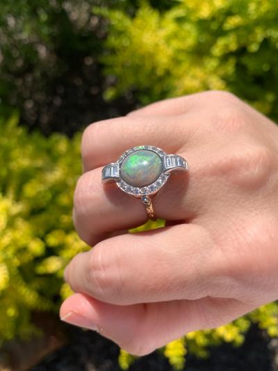  Just Jules Vintage Watch Australian Opal White Diamond Blue Sapphire Gold Ring Just Jules