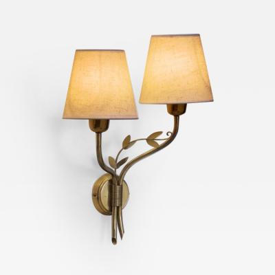  K H Brass Wall Lamp with Decorative Leaves for K H Norway circa 1940s