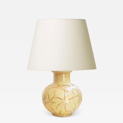  K hler Keramik Table Lamp in Ivory Glaze with Sgraffito Floral Pattern by K hler