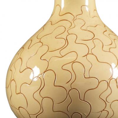  K hler Table lamp in ivory with sgraffito leaf pattern by K hler